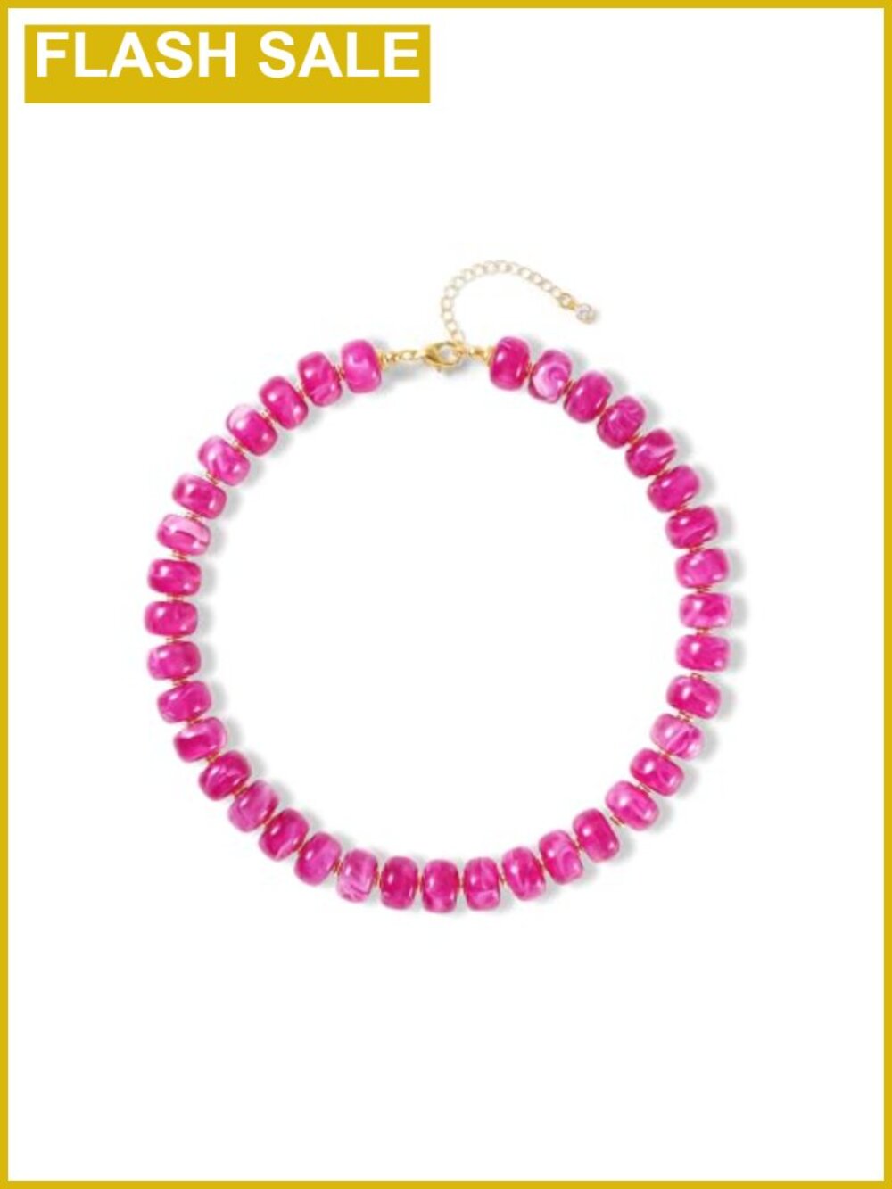Chunky Resin Beaded Choker Necklace for Women Gold-Tone Lobster Clasp